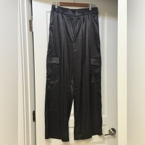 Satin Black Cargo Pants
